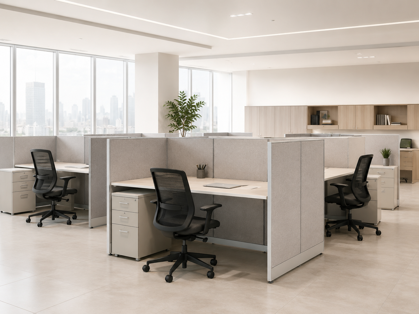 Office partitions and cubicles installed in commercial space