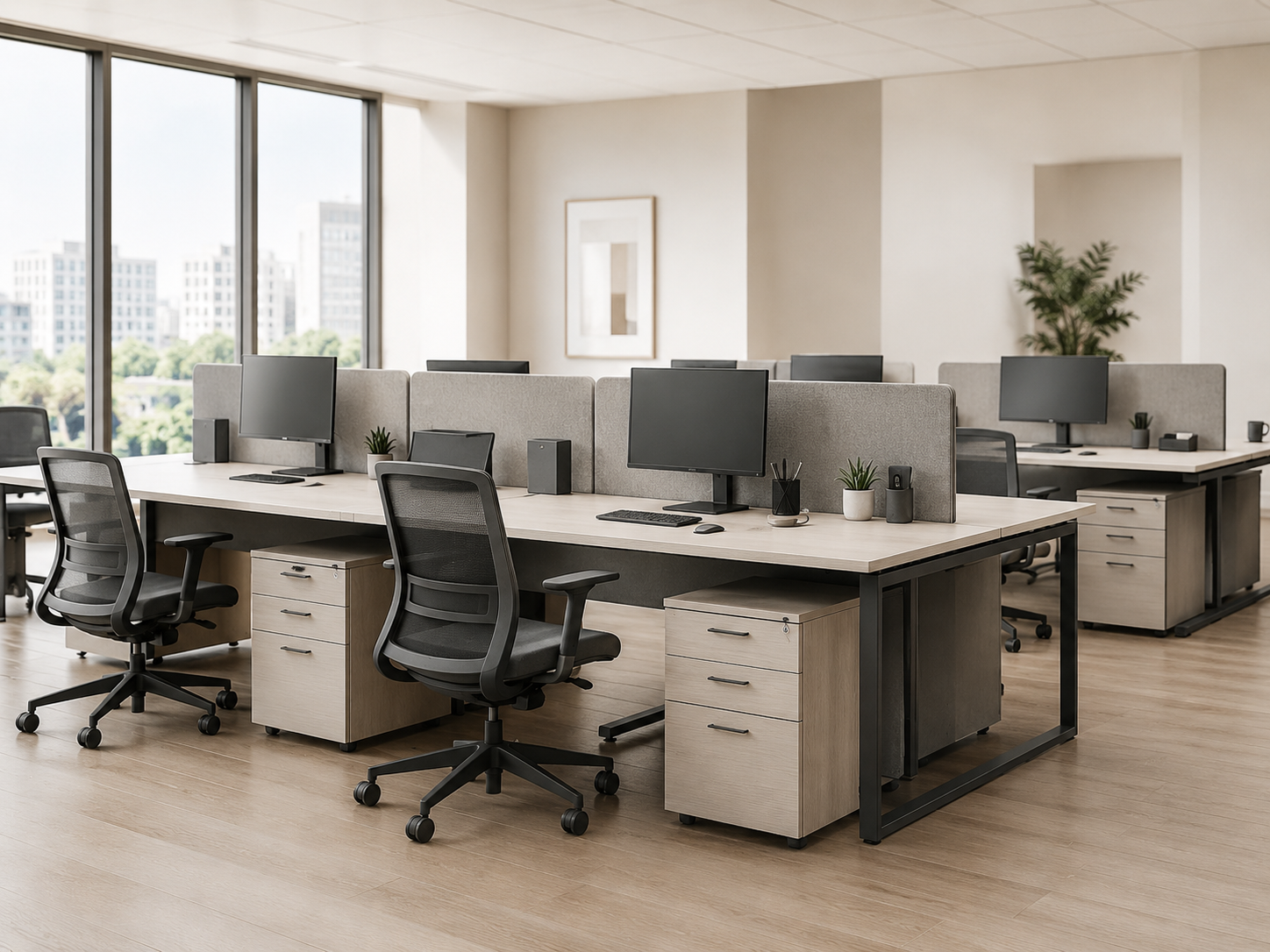 Office workstations and desks assembled by Ohio Assembly Pros